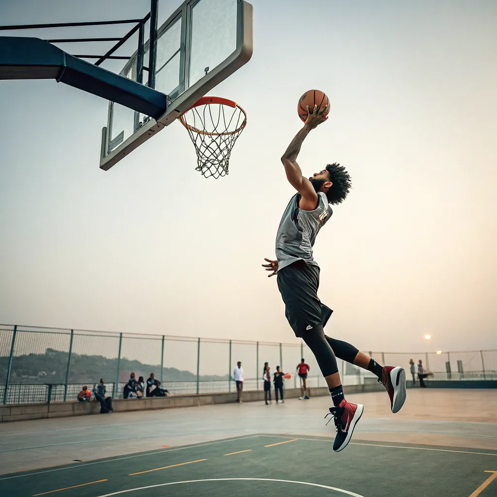Raj hitting a basketball shot